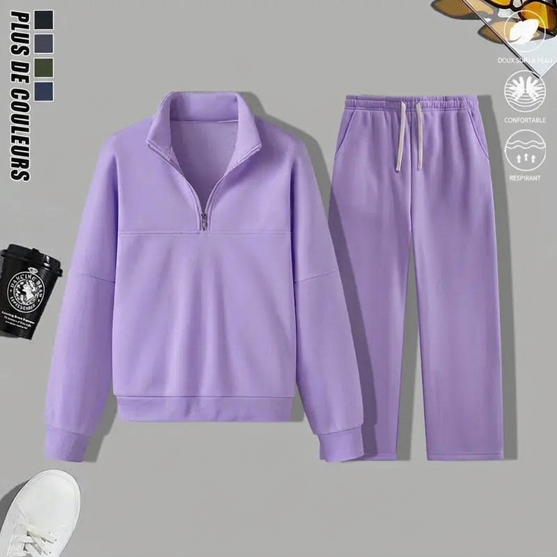 Ensemble deux pièces avec pantalon long, haut et pantalon assortis