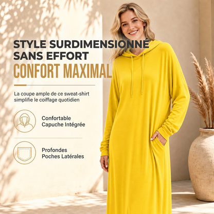 Robe à capuche décontractée unie pour femme