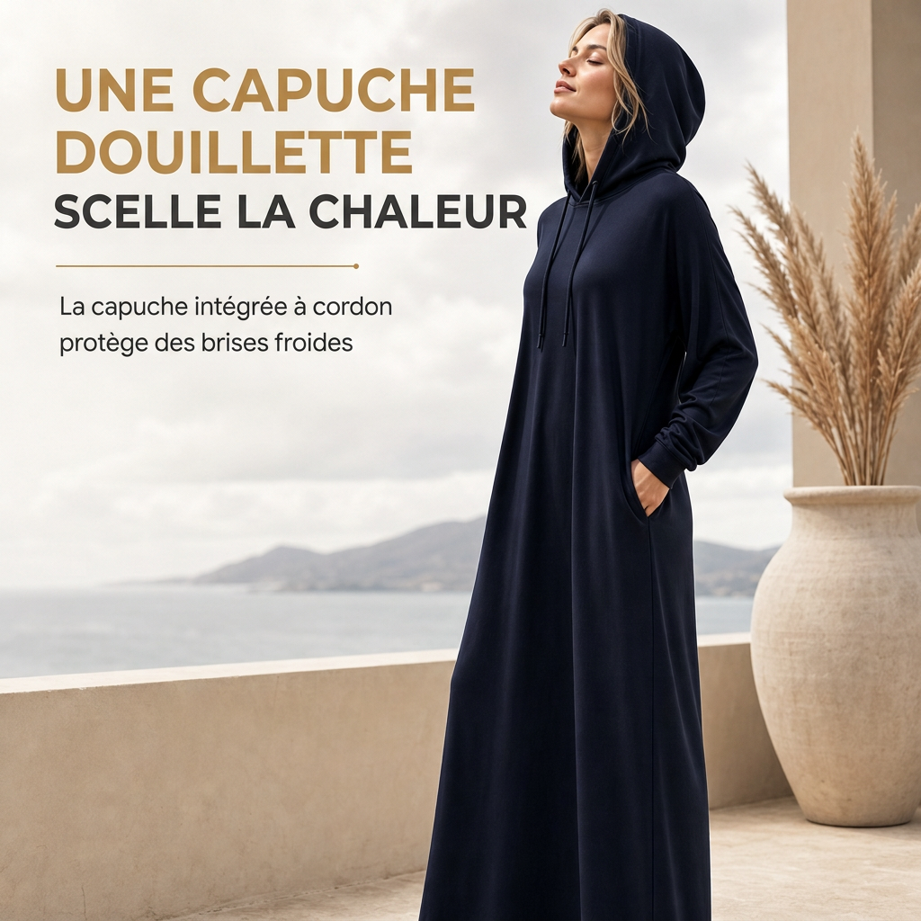 Robe à capuche décontractée unie pour femme