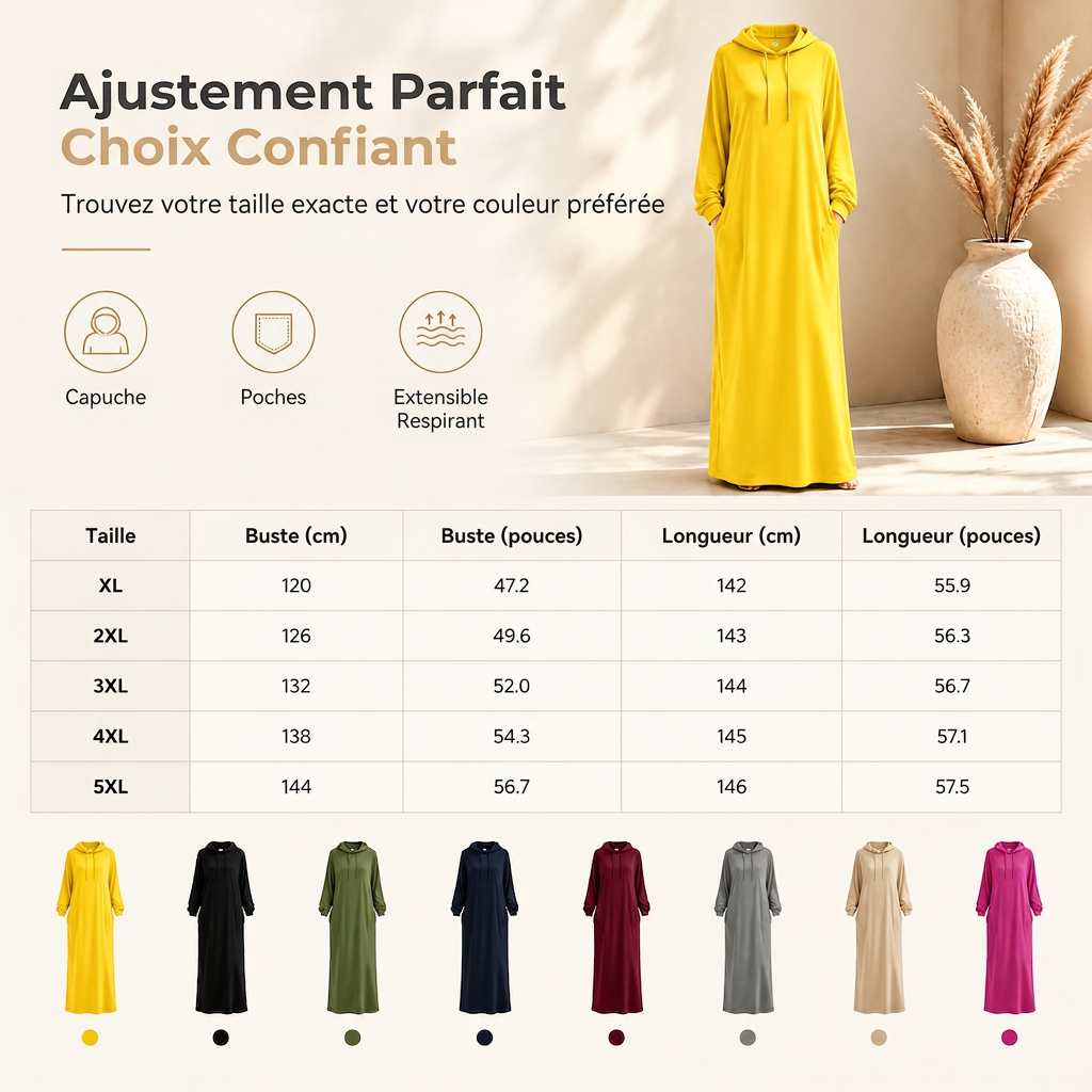 Robe à capuche décontractée unie pour femme