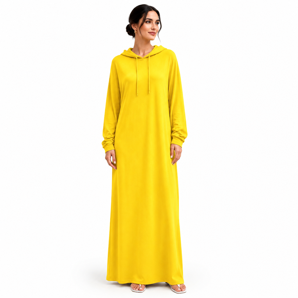 Robe à capuche décontractée unie pour femme
