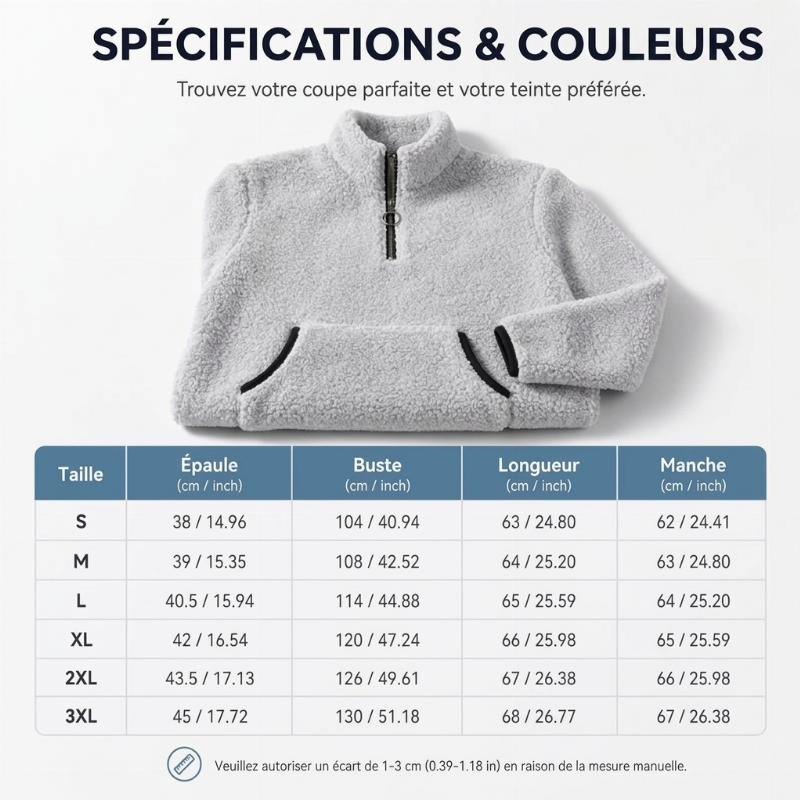 Sweat en peluche chaud à demi-zip pour femme
