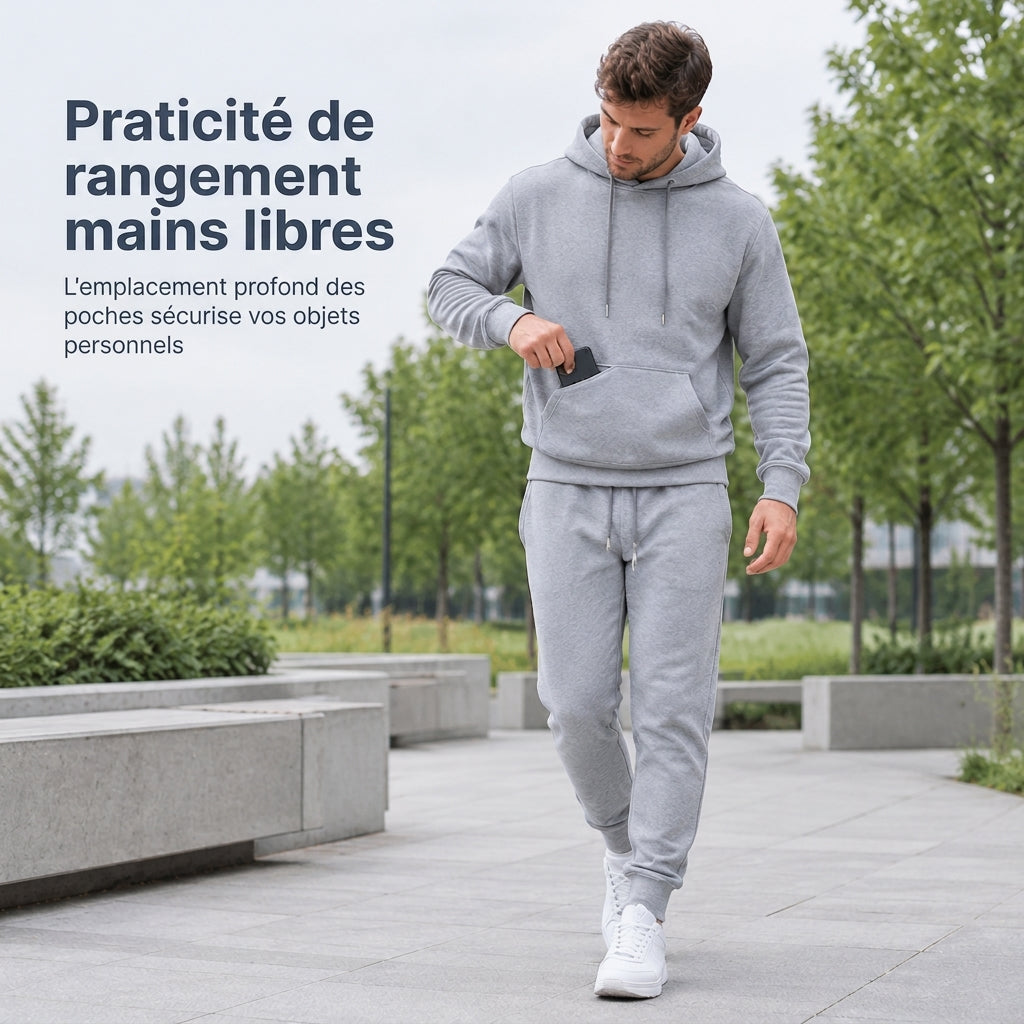 Ensemble à capuche doux et pantalon de sport décontracté pour hommes