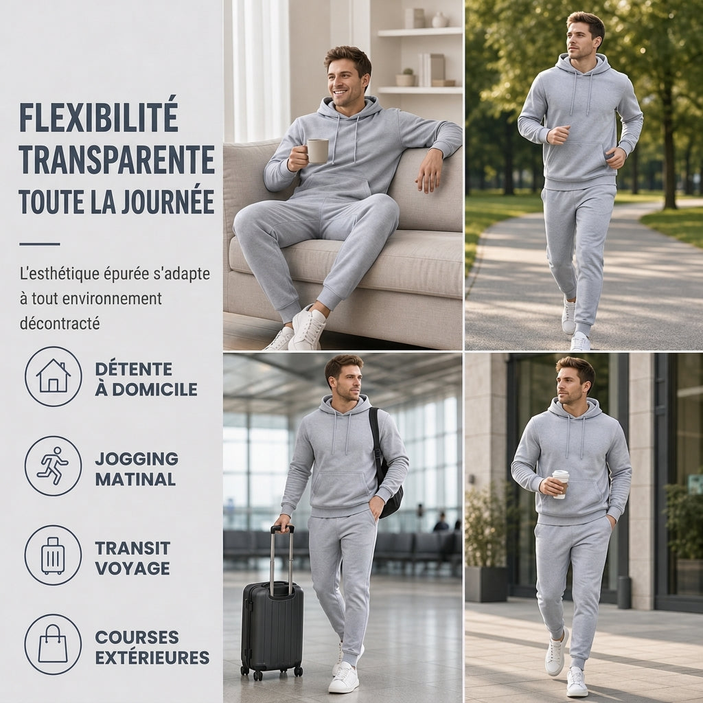 Ensemble à capuche doux et pantalon de sport décontracté pour hommes