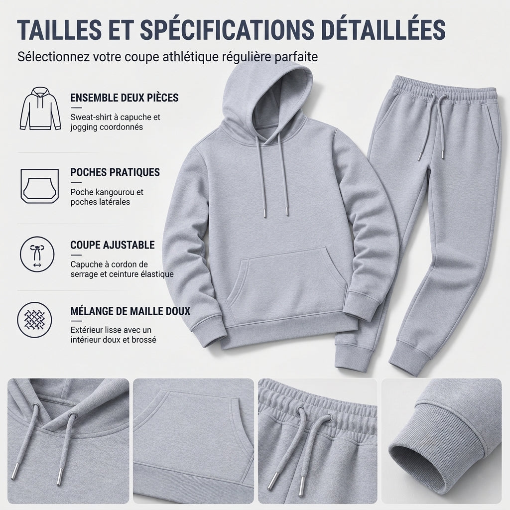 Ensemble à capuche doux et pantalon de sport décontracté pour hommes