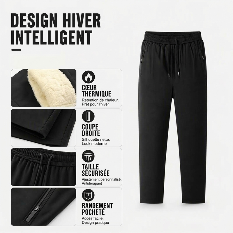Pantalon fuselé pour homme, épais et doublé pour la chaleur