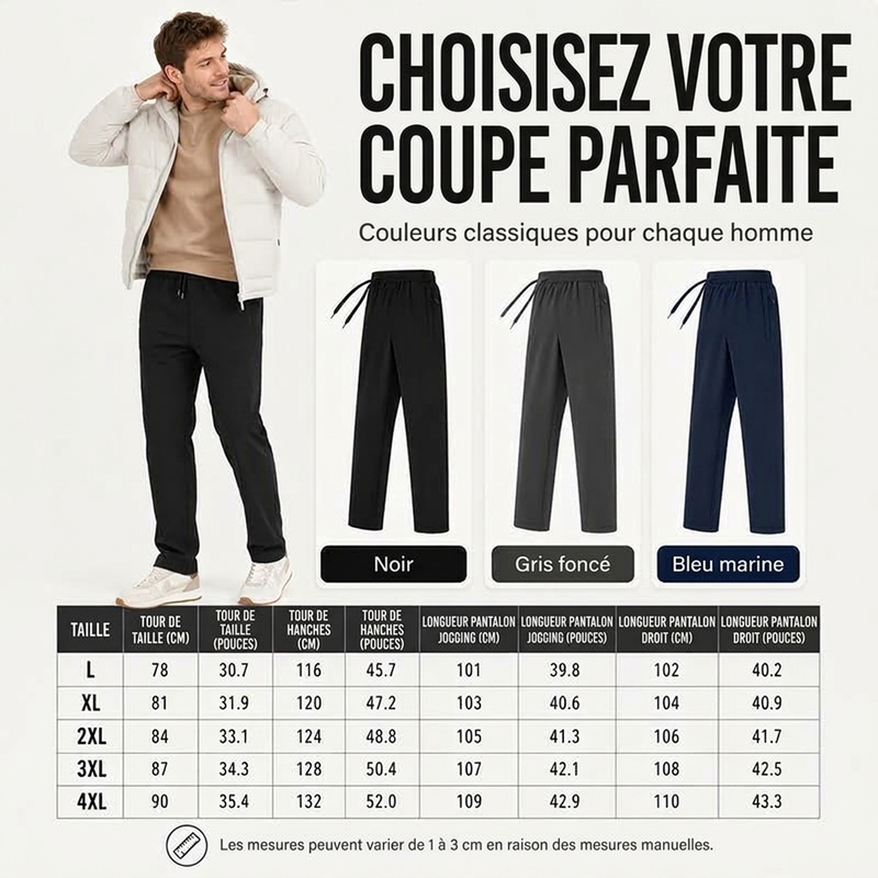 Pantalon fuselé pour homme, épais et doublé pour la chaleur