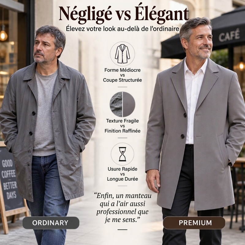 Trench-coat classique homme à simple boutonnage