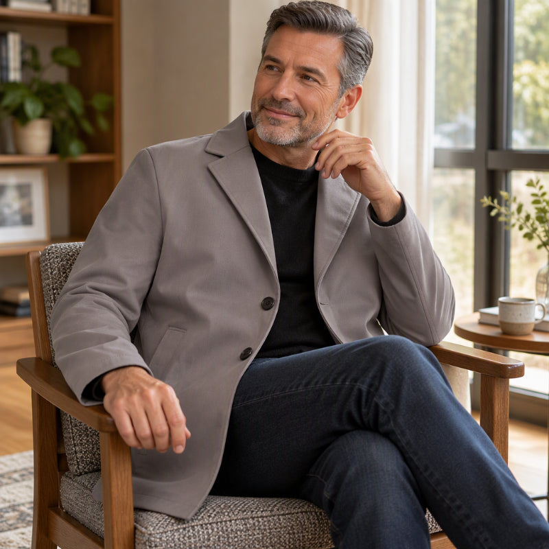 Trench-coat classique homme à simple boutonnage
