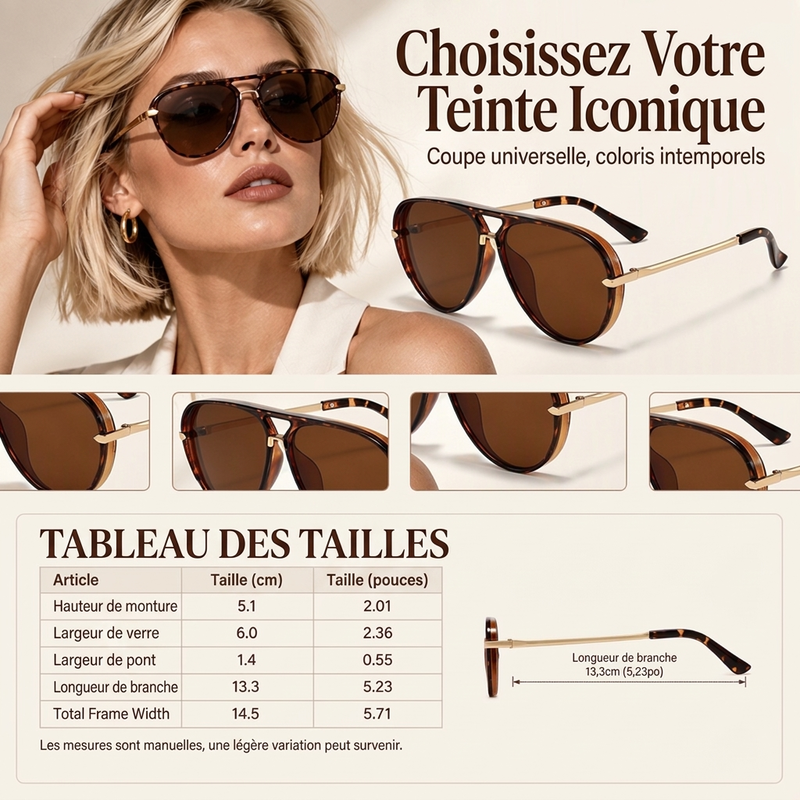Lunettes de soleil aviateur rétro à double pont pour femmes