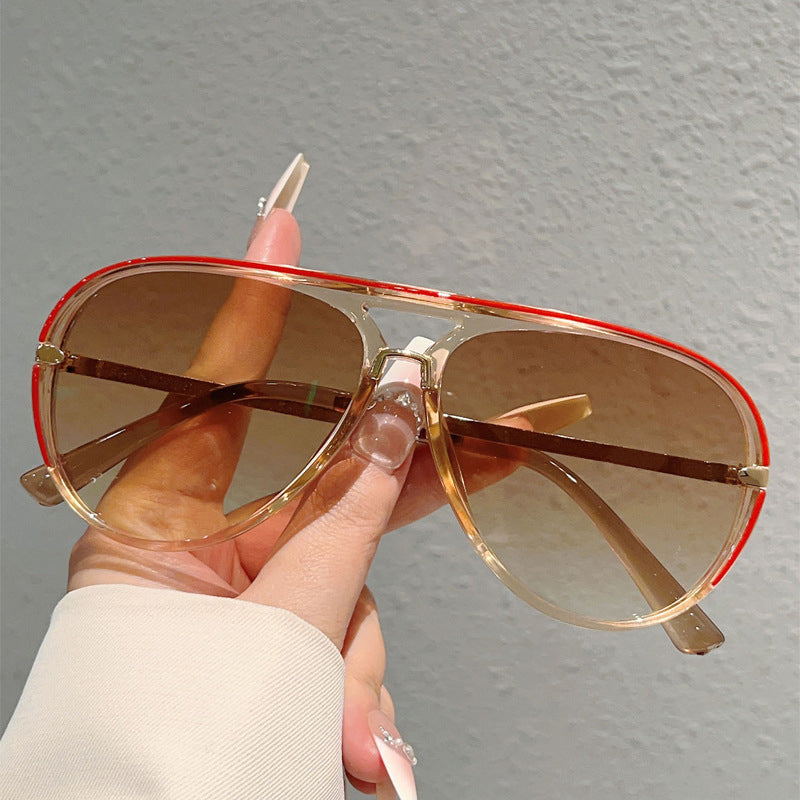 Lunettes de soleil aviateur rétro à double pont pour femmes