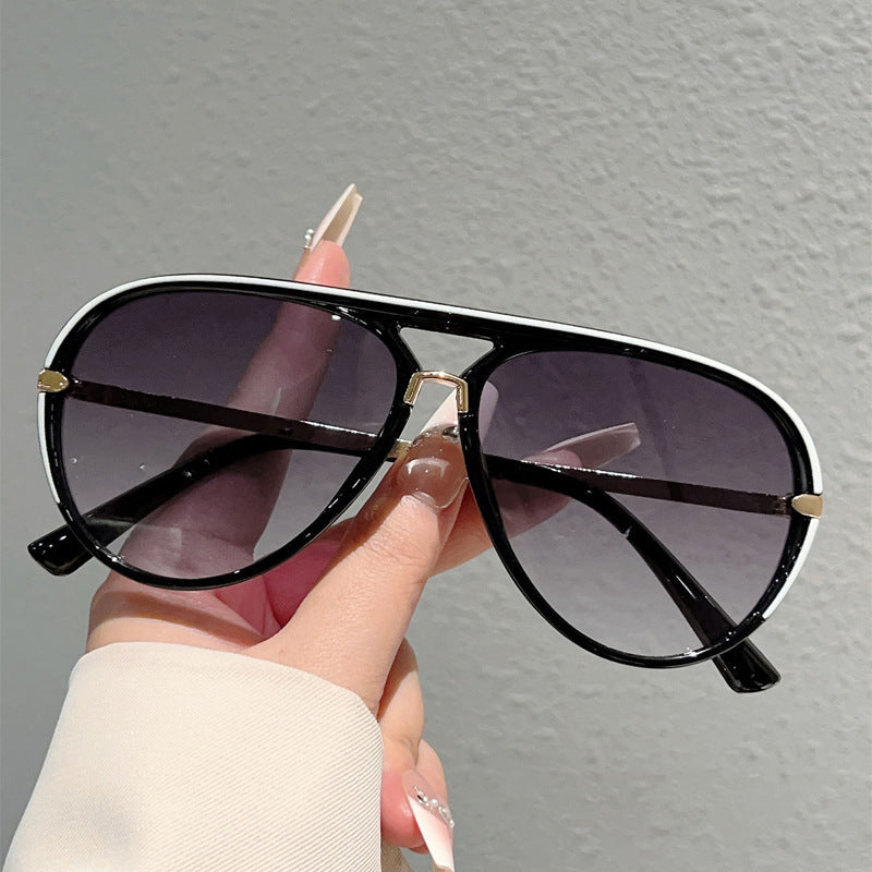 Lunettes de soleil aviateur rétro à double pont pour femmes