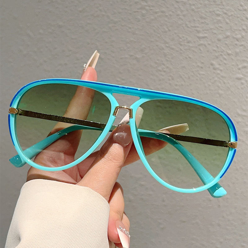 Lunettes de soleil aviateur rétro à double pont pour femmes