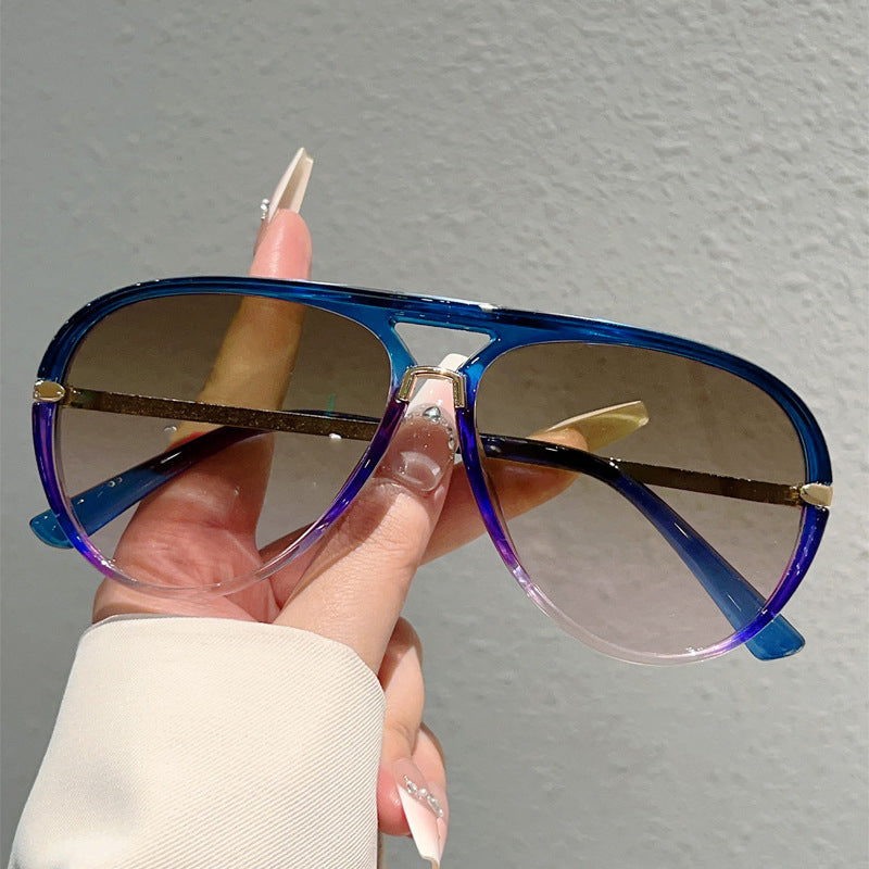Lunettes de soleil aviateur rétro à double pont pour femmes