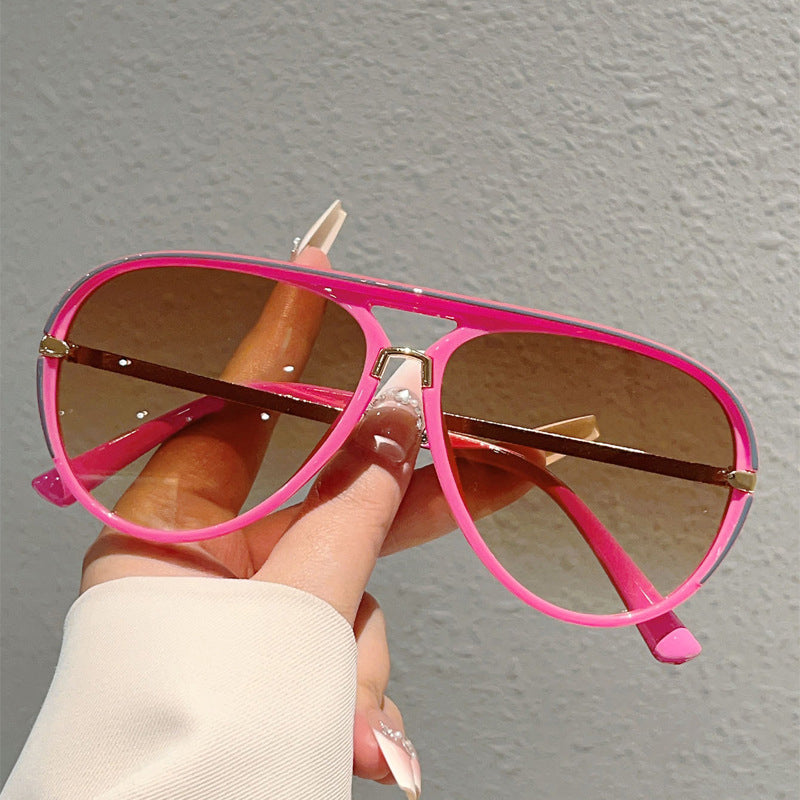 Lunettes de soleil aviateur rétro à double pont pour femmes