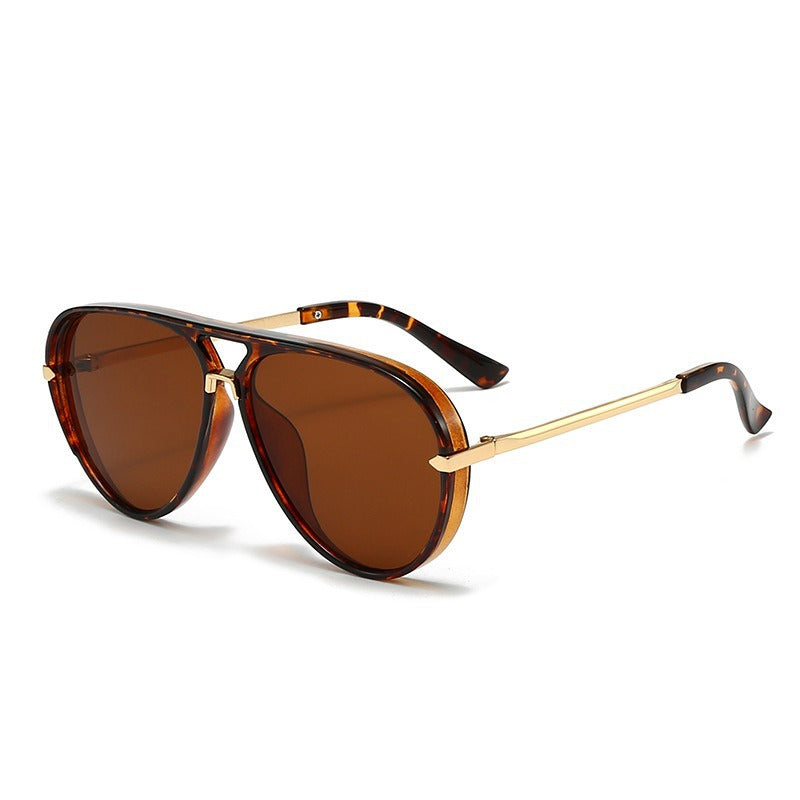Lunettes de soleil aviateur rétro à double pont pour femmes