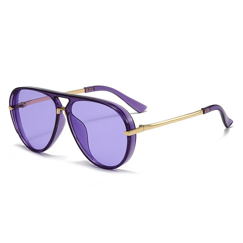 Lunettes de soleil aviateur rétro à double pont pour femmes