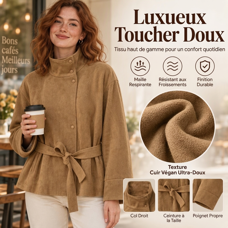 Veste élégante pour femme avec col montant et ceinture