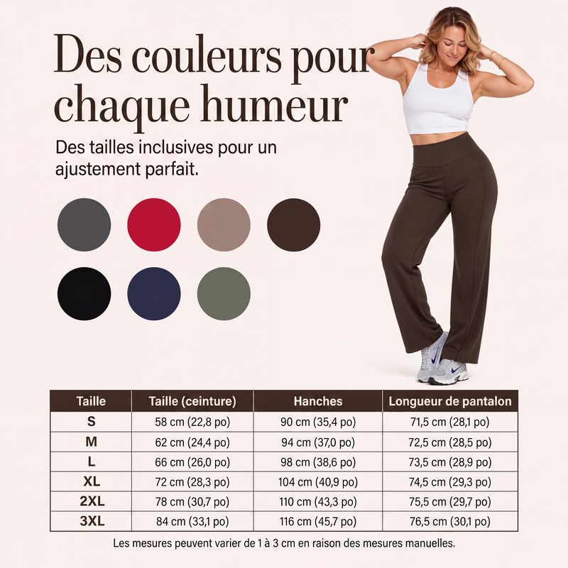 Pantalon de yoga taille haute à jambes larges pour femme