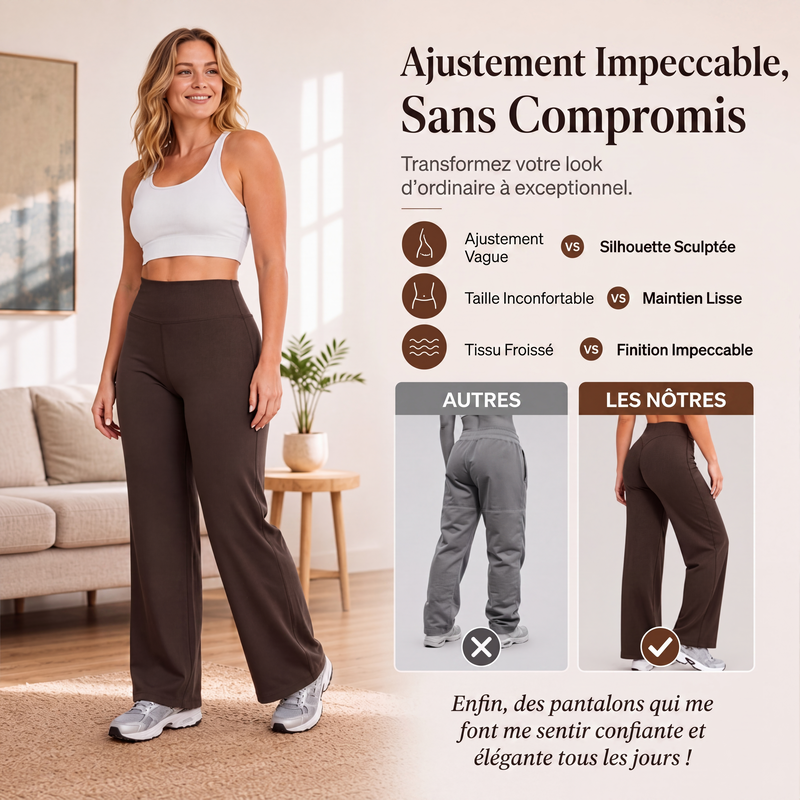 Pantalon de yoga taille haute à jambes larges pour femme