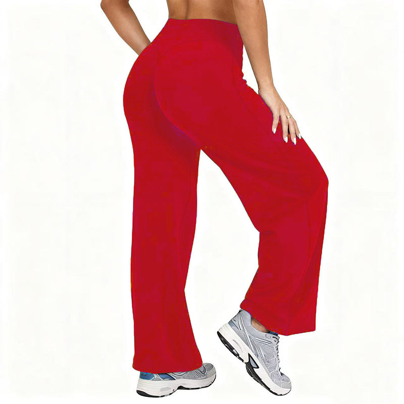 Pantalon de yoga taille haute à jambes larges pour femme
