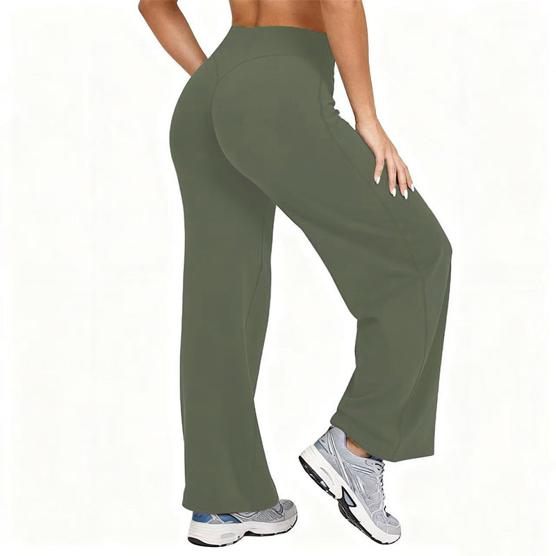 Pantalon de yoga taille haute à jambes larges pour femme
