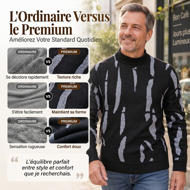 Pull roulé slim casual pour homme