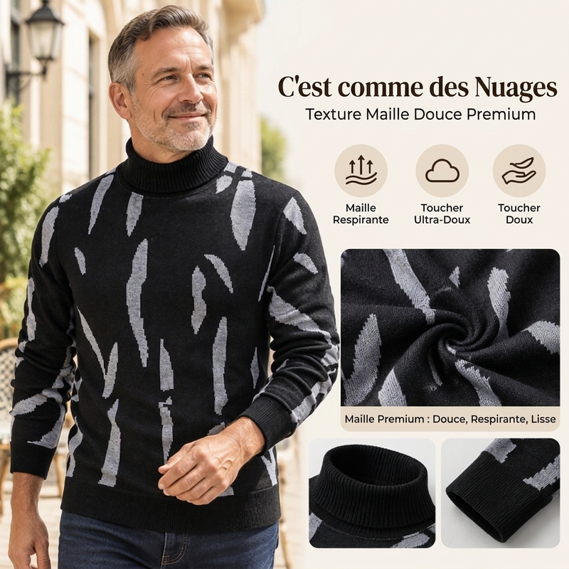 Pull roulé slim casual pour homme
