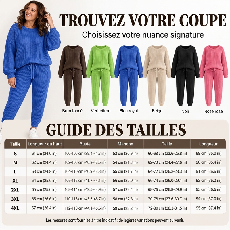 Ensemble 2 pièces en maille côtelée décontractée pour femme