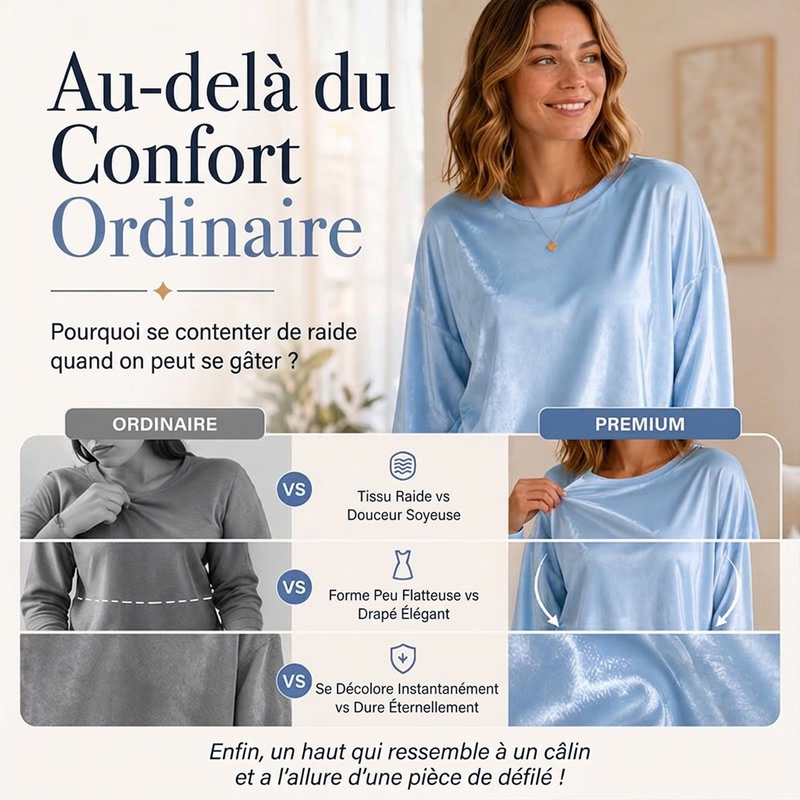 🔥 -50 % de réduction ! ✔️ Haut décontracté à manches longues et col rond pour femme - Un essentiel quotidien pour toutes les occasions 🌿