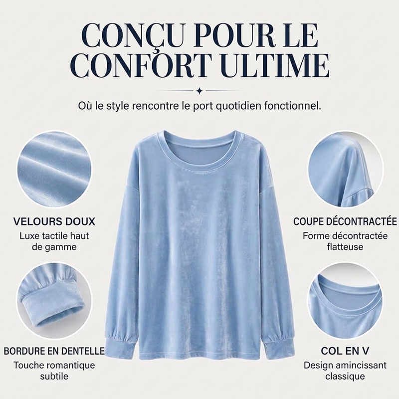 🔥 -50 % de réduction ! ✔️ Haut décontracté à manches longues et col rond pour femme - Un essentiel quotidien pour toutes les occasions 🌿