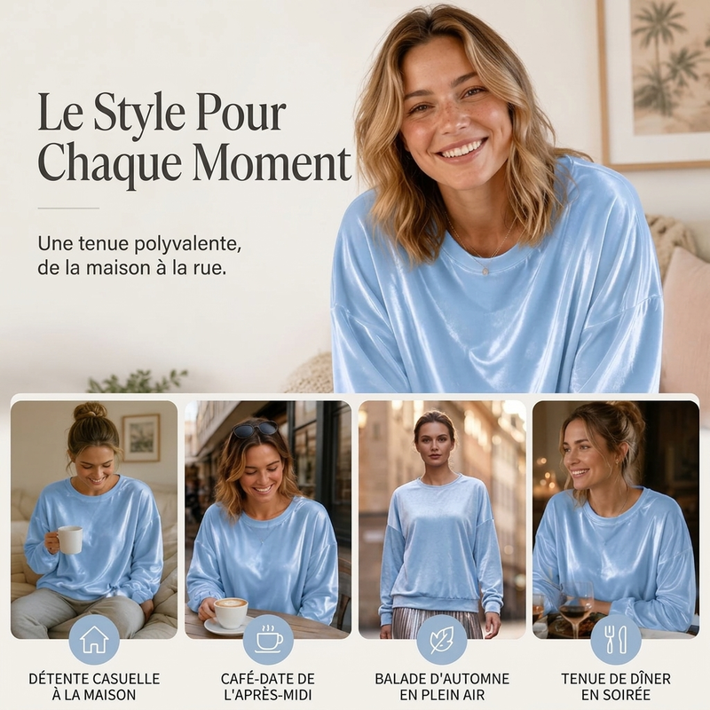 🔥 -50 % de réduction ! ✔️ Haut décontracté à manches longues et col rond pour femme - Un essentiel quotidien pour toutes les occasions 🌿