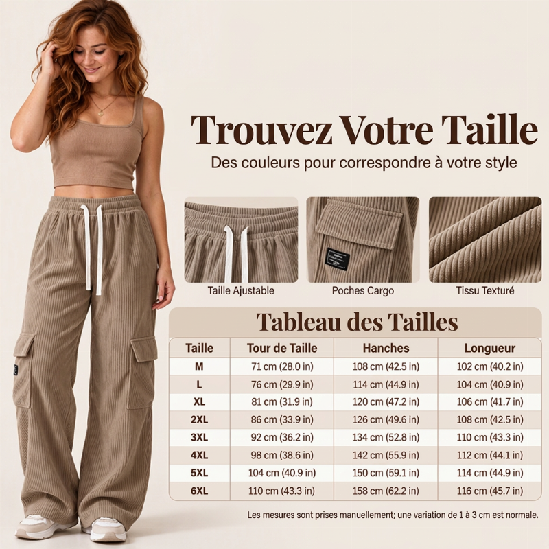 Pantalons cargo en velours côtelé rétro décontractés pour femmes