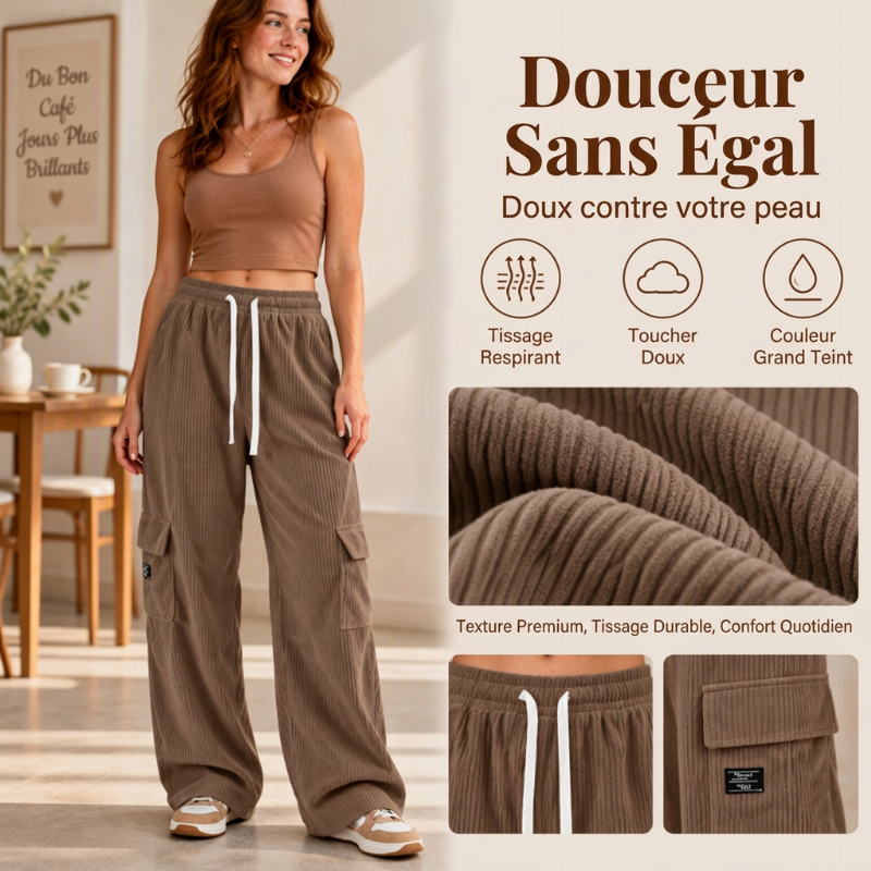 Pantalons cargo en velours côtelé rétro décontractés pour femmes