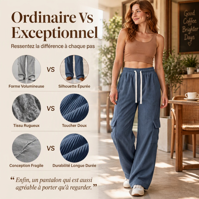 Pantalons cargo en velours côtelé rétro décontractés pour femmes
