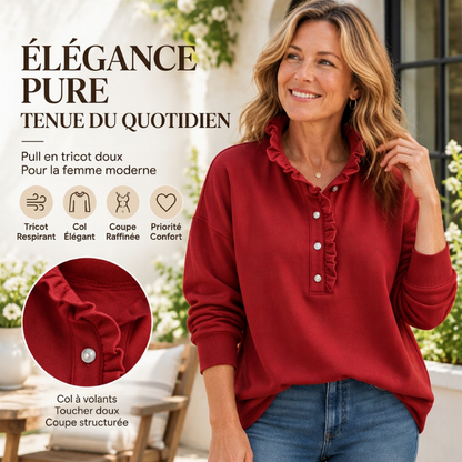 Pull-over à col volanté pour femme