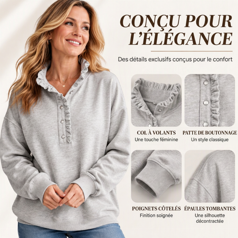 Pull-over à col volanté pour femme