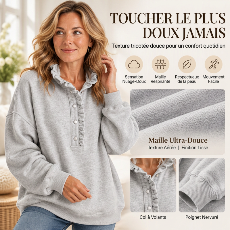 Pull-over à col volanté pour femme