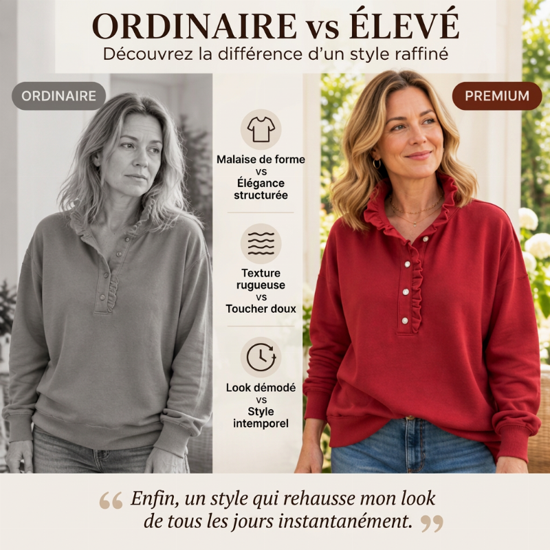 Pull-over à col volanté pour femme