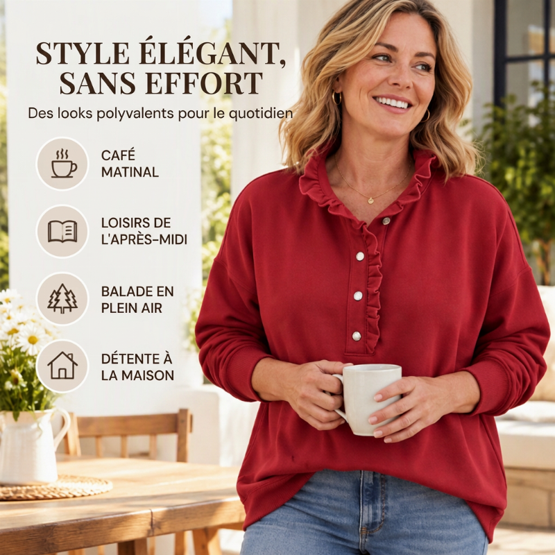 Pull-over à col volanté pour femme