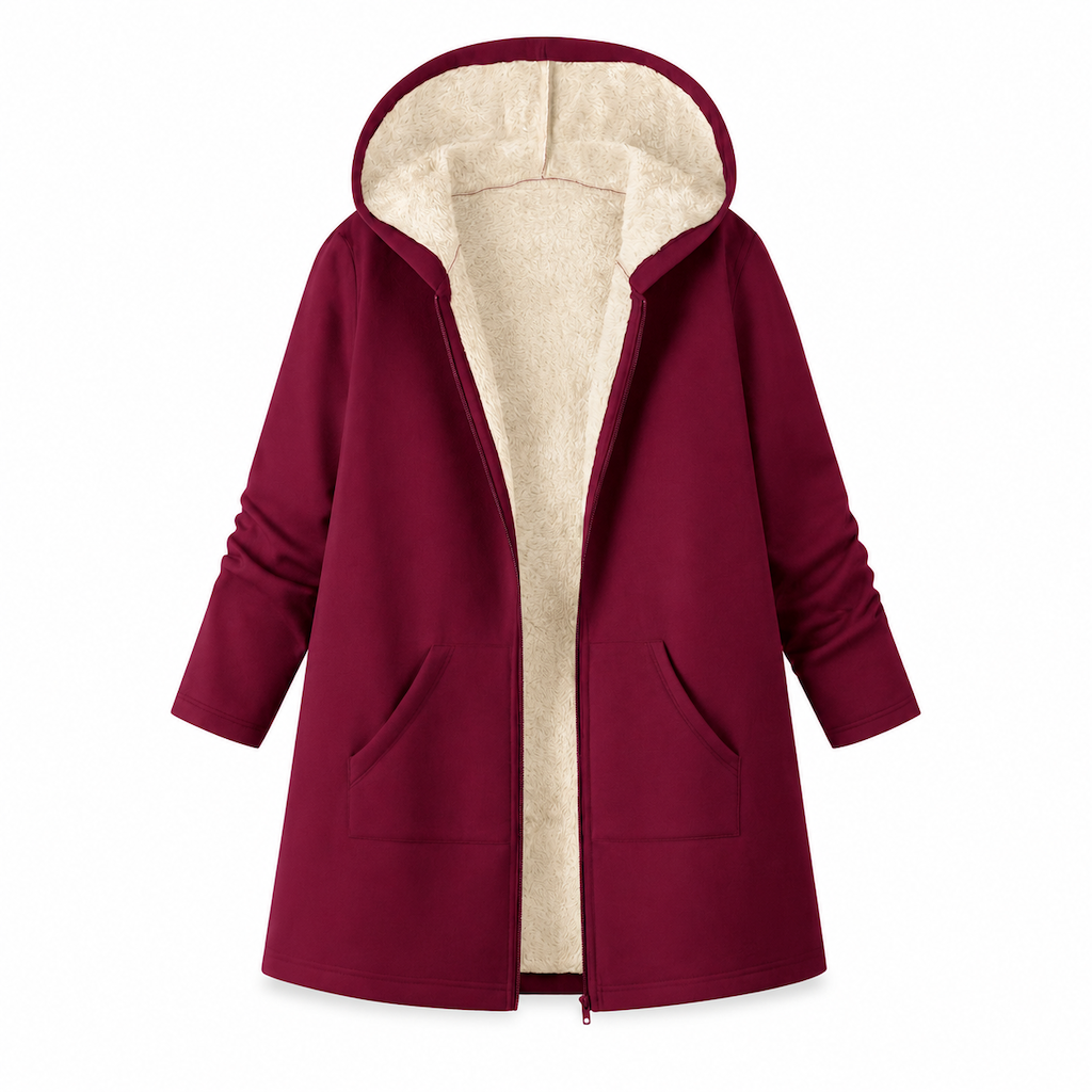 Manteau femme mi-long à capuche, doublure en tissu, manches longues, couleur unie, chaud pour automne et hiver