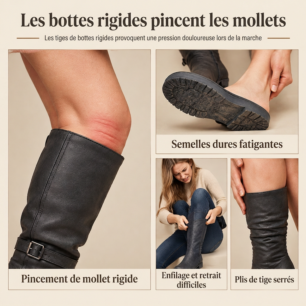 Bottes hautes genouillères femme rétro en daim slouchy confortables à semelle plate et double boucle