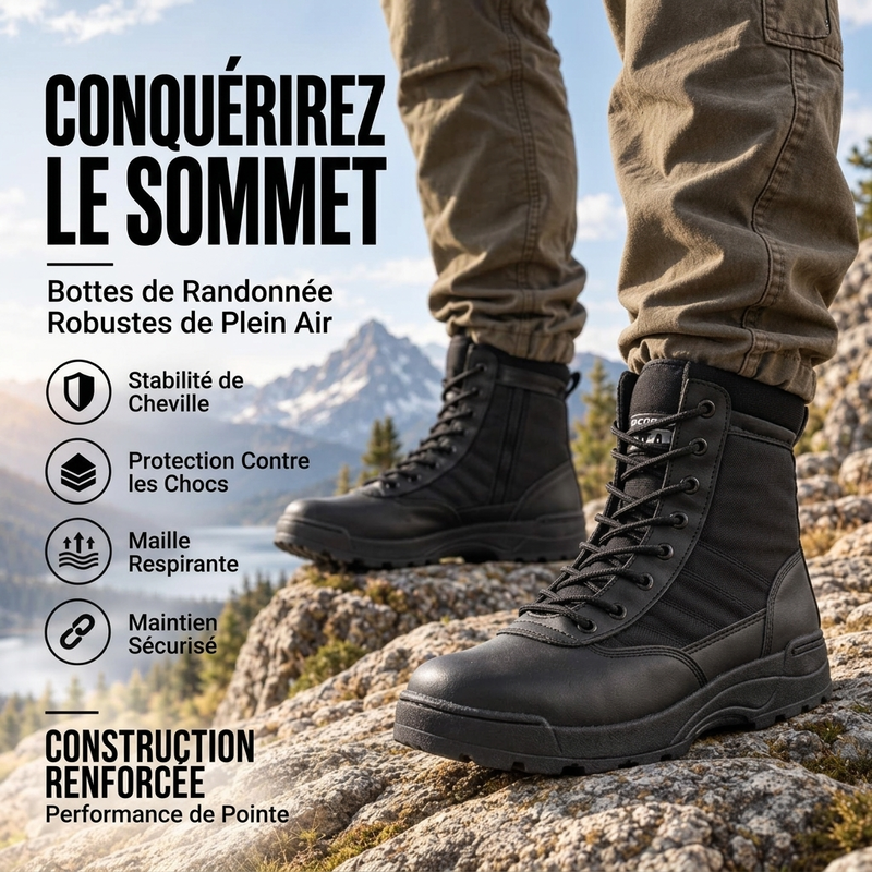 Bottes de combat tactiques hautes en plein air pour hommes et femmes