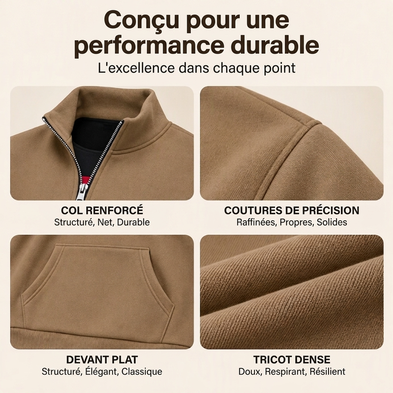 Sweat-shirt chaud à demi-zip pour hommes