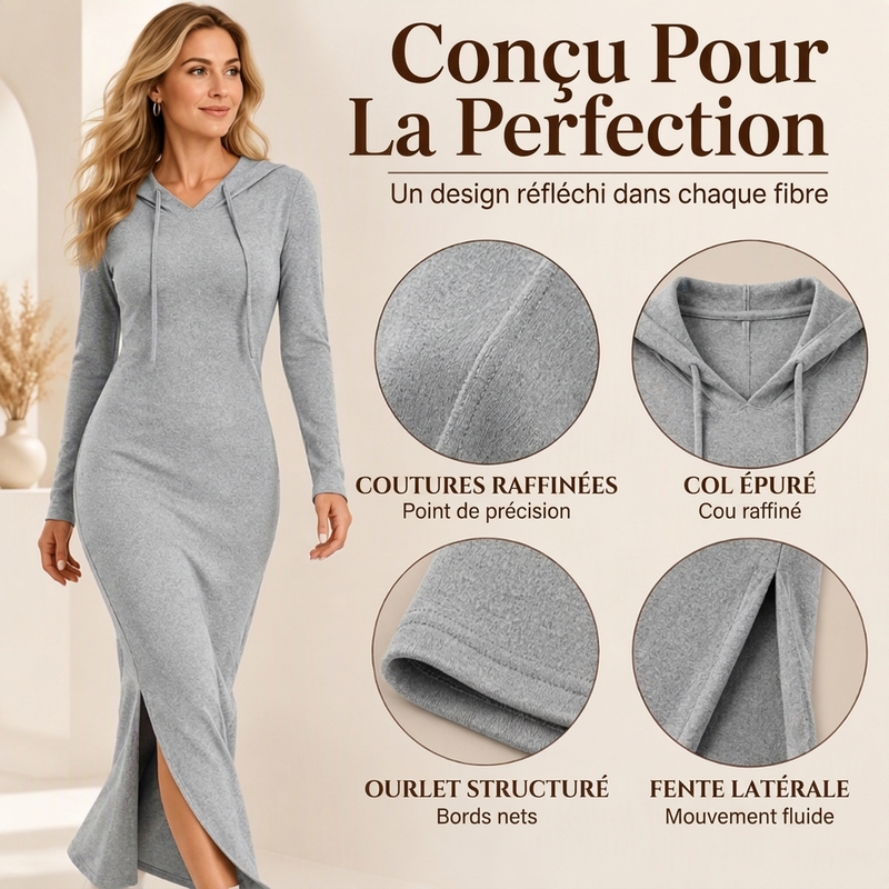 Robe bodycon slim à capuche pour femmes
