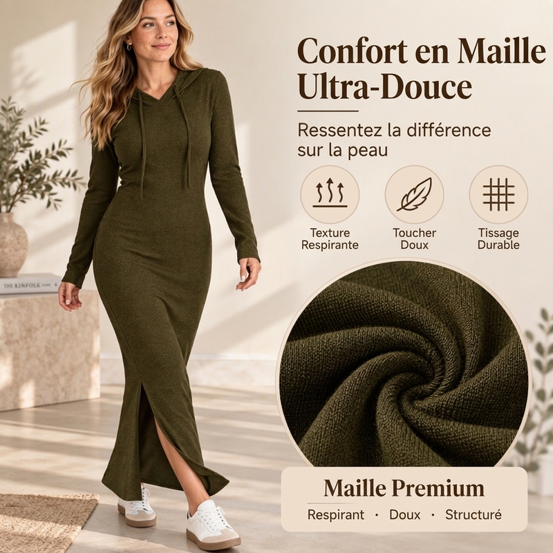Robe bodycon slim à capuche pour femmes