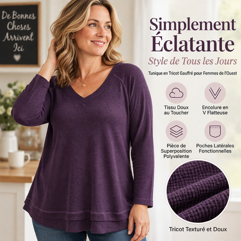 Pull à manches raglan avec couture texturée pour femmes