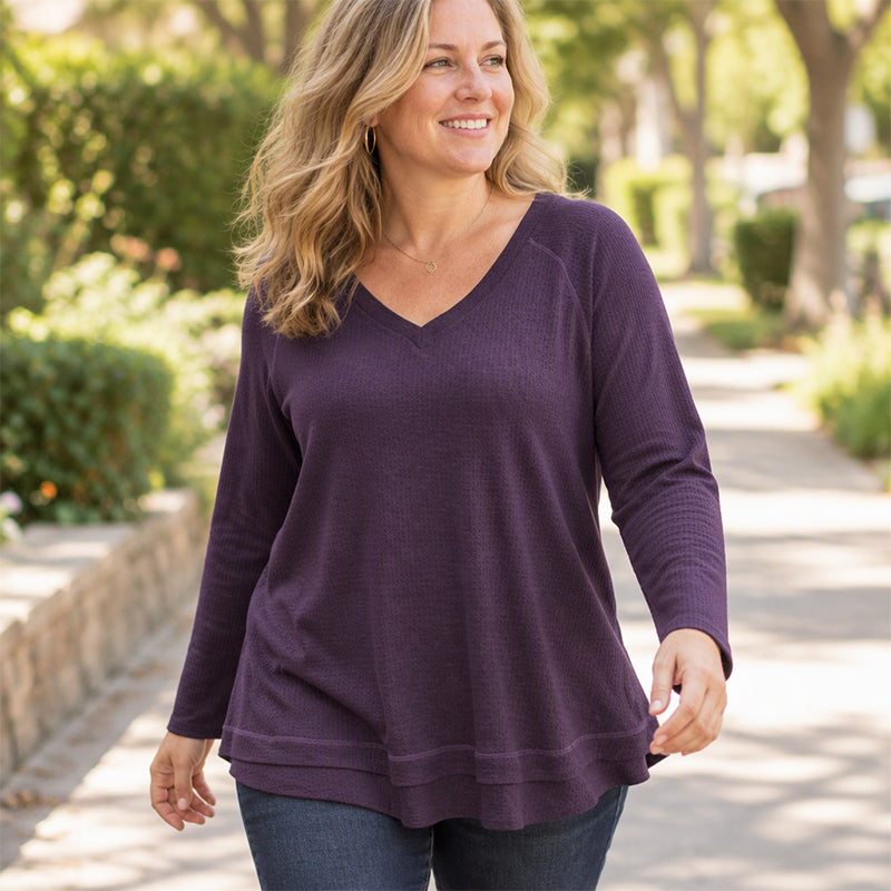Pull à manches raglan avec couture texturée pour femmes