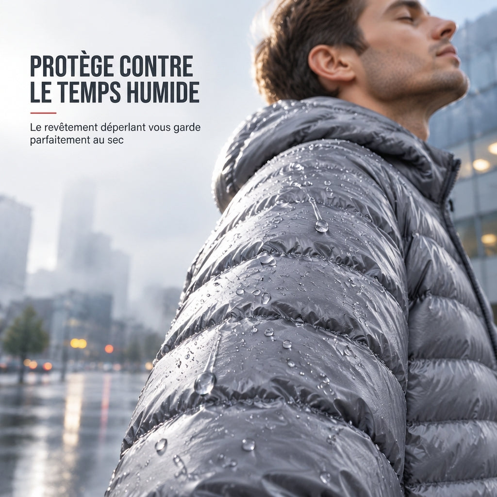 Manteau court matelassé léger à capuche en coton pour homme, couleur unie, automne-hiver