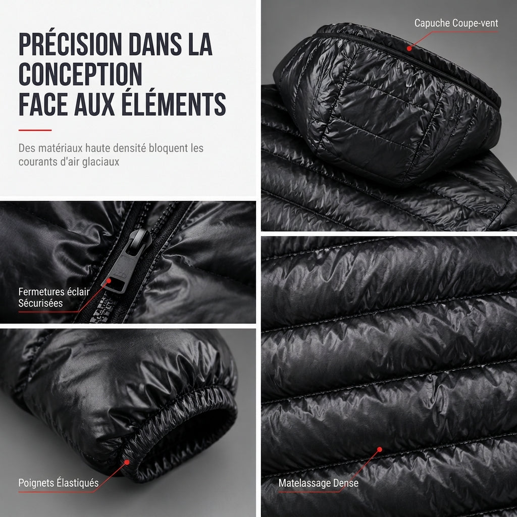 Manteau court matelassé léger à capuche en coton pour homme, couleur unie, automne-hiver